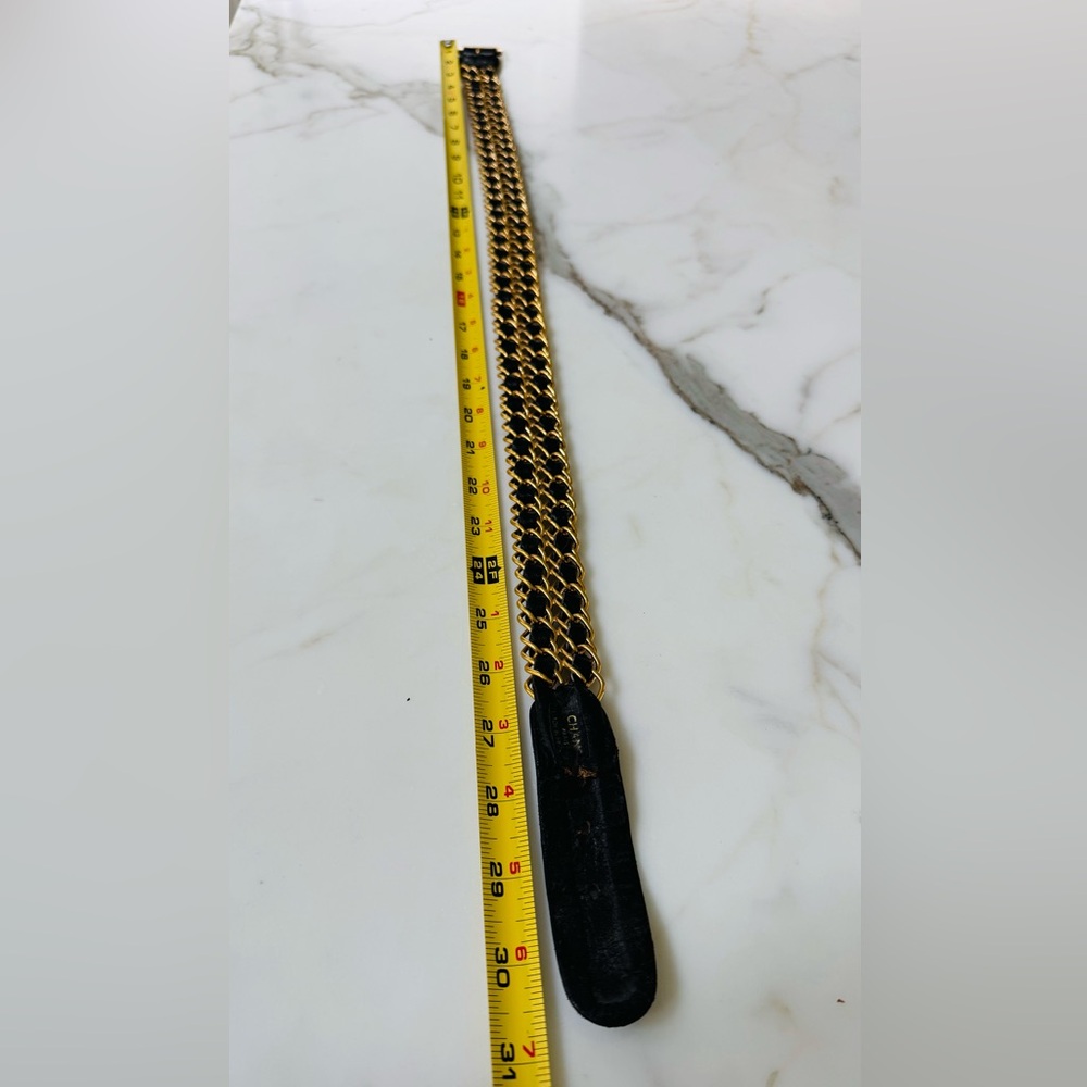 CHANEL Vintage Gold & Black Double Chain Belt 31” • Authentic • France + Box - Picture 8 of 10